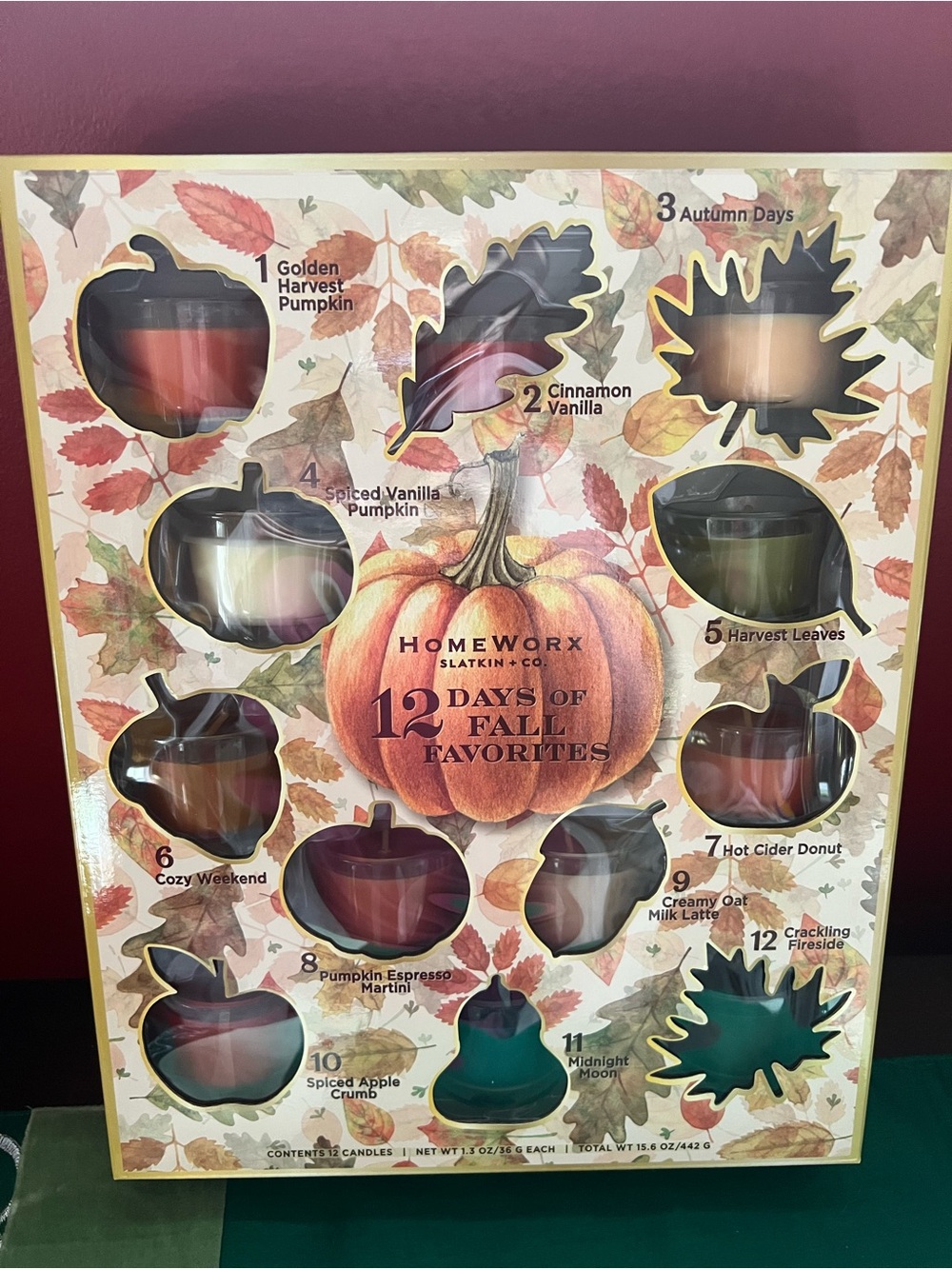NIB HomeWorx by Slatkin 12 Days of Fall Favorites Scented Candle Set